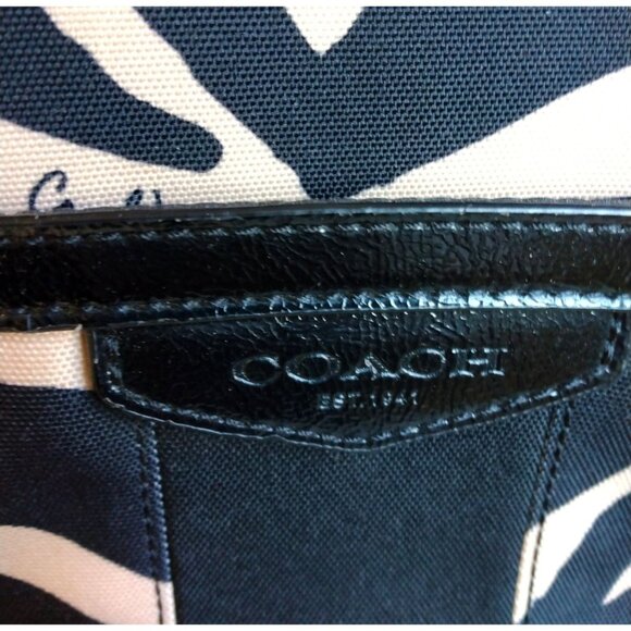 Coach Zebra Print Canvas Tote Purse K1380-F23283 Black and Tan - Picture 6 of 9